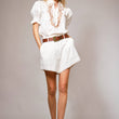 Load image into Gallery viewer, Embroidered Scallop Collar Puff Sleeve Top
