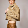 Load image into Gallery viewer, Garment Washed Embroidered Denim Jacket: WASHED BROWN