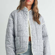 Load image into Gallery viewer, FLOAR QUILTED JACKET WITH LIGHTWEIGHT BOHO PRINT - BMJ7514: MAUVE / IVORY / S