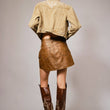 Load image into Gallery viewer, Garment Washed Embroidered Denim Jacket: WASHED BROWN
