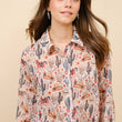 Load image into Gallery viewer, 36204T - Western Print Chiffon Button Up Blouse: BEIGE / L