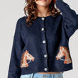 Load image into Gallery viewer, Western Horse Graphic Button Front Cropped Cardigan Sweater: NAVY