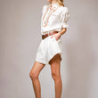 Load image into Gallery viewer, Embroidered Scallop Collar Puff Sleeve Top