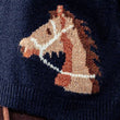 Load image into Gallery viewer, Western Horse Graphic Button Front Cropped Cardigan Sweater: NAVY