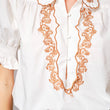 Load image into Gallery viewer, Embroidered Scallop Collar Puff Sleeve Top
