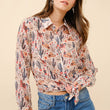 Load image into Gallery viewer, Western Print Chiffon Button Up Blouse