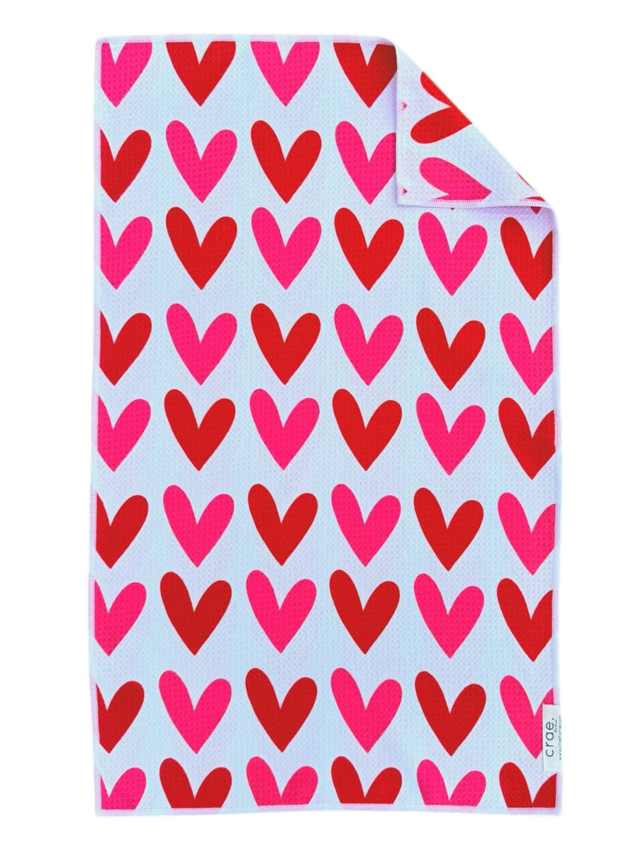 Heart Towel: Double-Sided Hand Towel: White / 17x27 in / Hand Towel