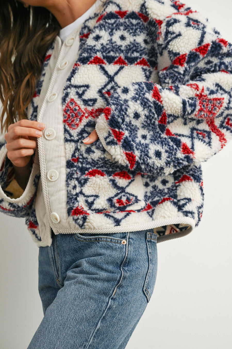Buttoned Fleece Jacket