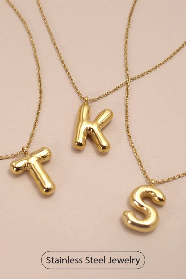 H 18K STAINLESS STEEL TARNISH FREE  INITIAL NECKLACE | 80N650: H