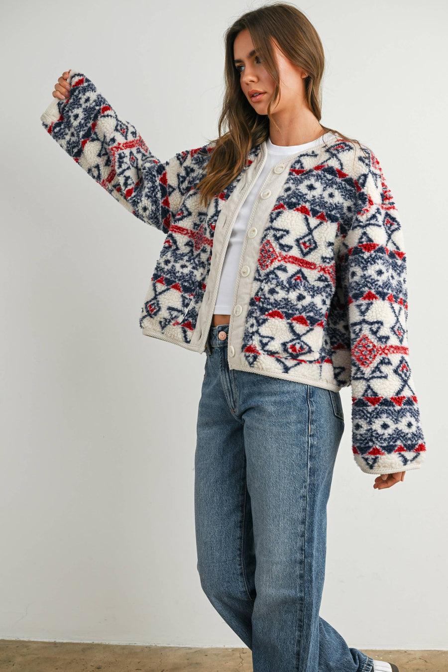 Buttoned Fleece Jacket