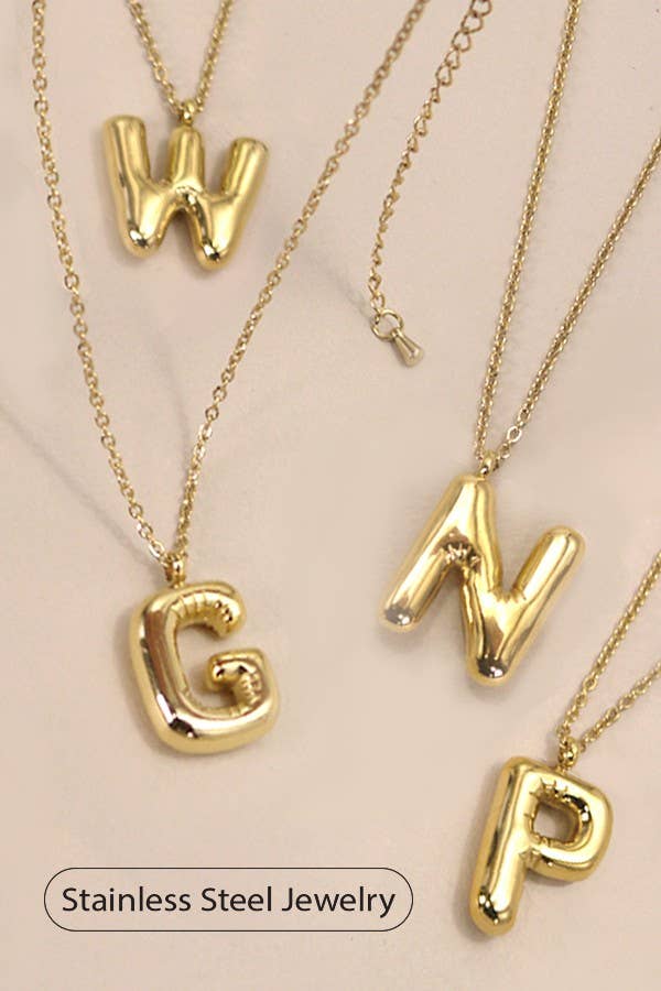 K 18K STAINLESS STEEL TARNISH FREE  INITIAL NECKLACE | 80N650: K