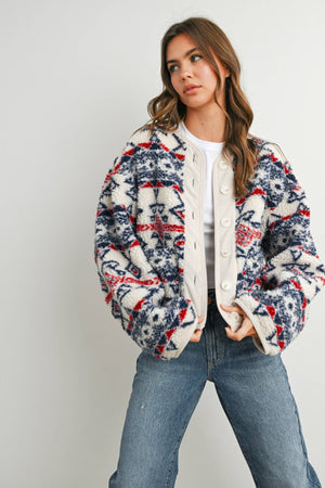 Buttoned Fleece Jacket