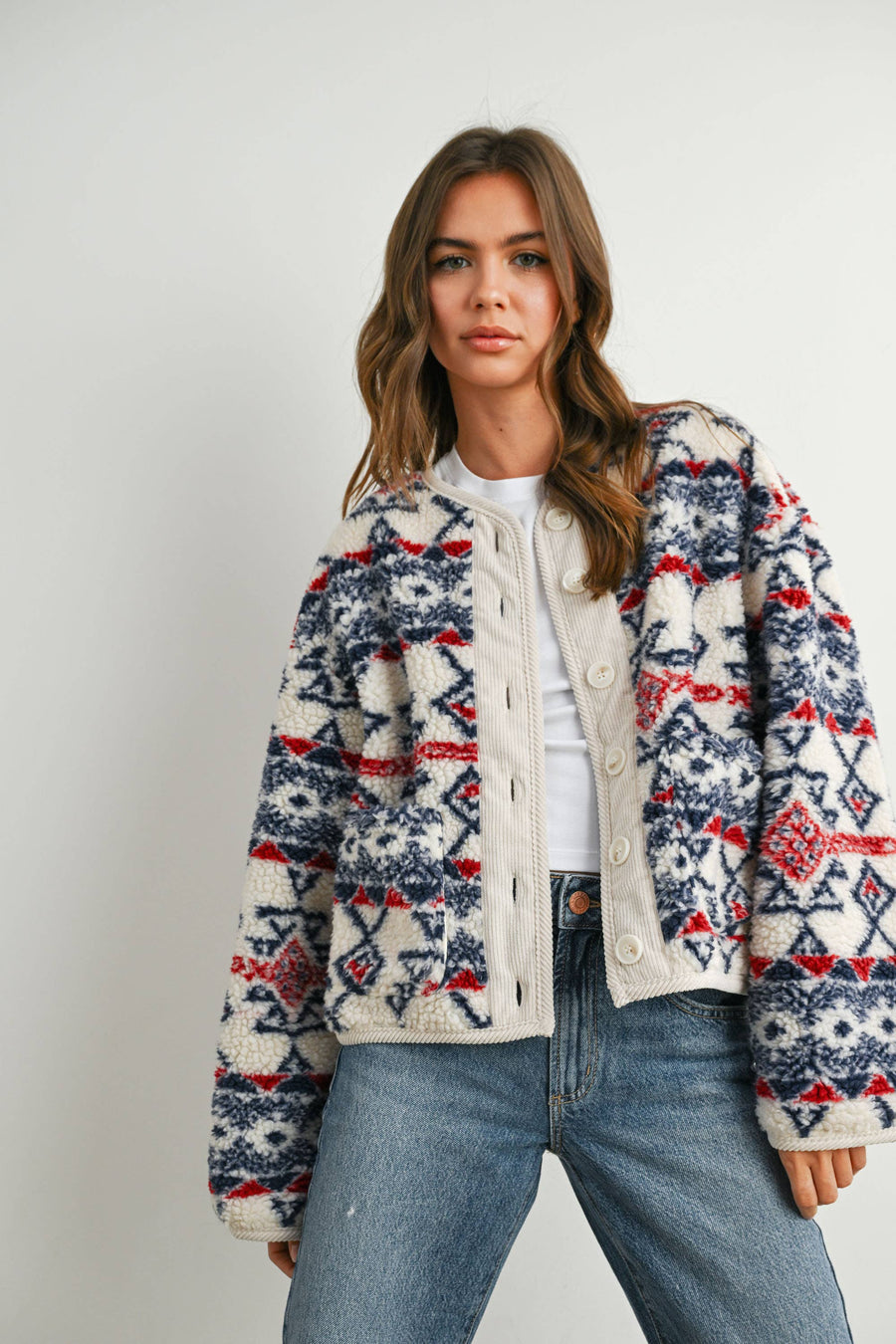 Buttoned Fleece Jacket