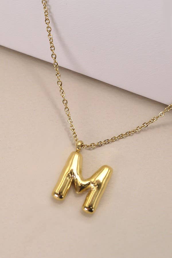 H 18K STAINLESS STEEL TARNISH FREE  INITIAL NECKLACE | 80N650: H