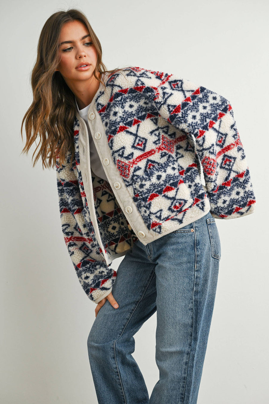 Buttoned Fleece Jacket