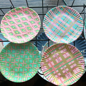 Small plaid Holiday Melamine Plates set of 4