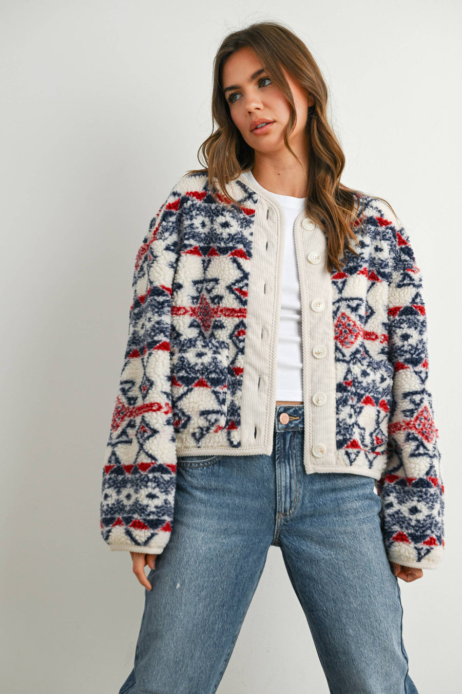 Buttoned Fleece Jacket
