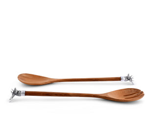 Elk Head Wood Salad Servers