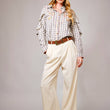 Load image into Gallery viewer, 23566T - Gingham Embroidered Western Snap Blouse: GREY / M
