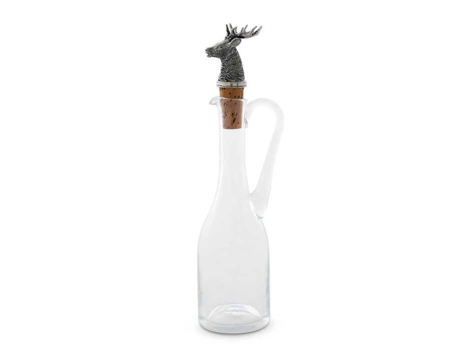Cruet Bottle with Pewter Elk Head Cork Stopper