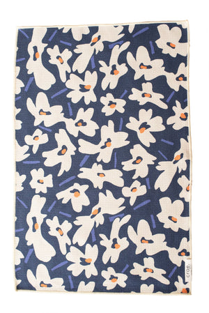Aqua Daisy: Reversible Hand Towel: Blue/Orange/Cream / Hand Towel