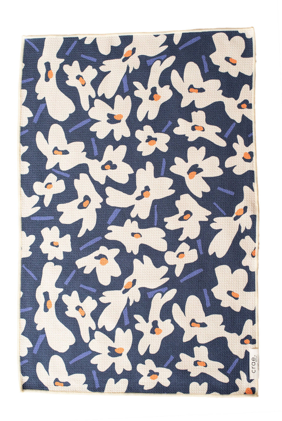 Aqua Daisy: Reversible Hand Towel: Blue/Orange/Cream / Hand Towel