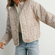 Load image into Gallery viewer, FLOAR QUILTED JACKET WITH LIGHTWEIGHT BOHO PRINT - BMJ7514: MAUVE / IVORY / M
