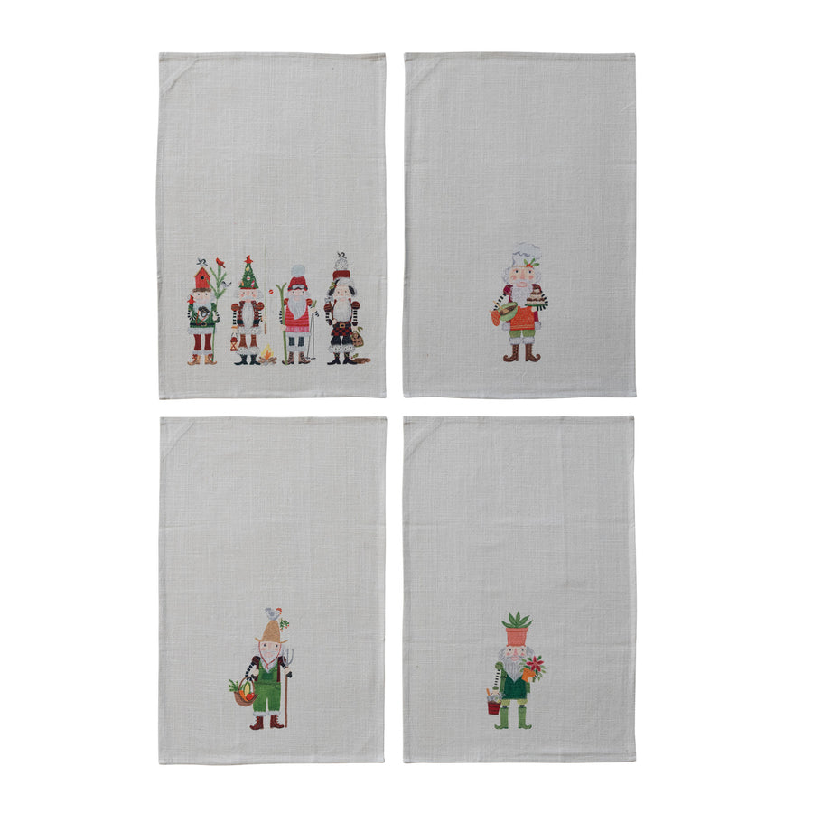 Cotton Slub Printed Tea Towel with Nutcracker, 4 Styles ©