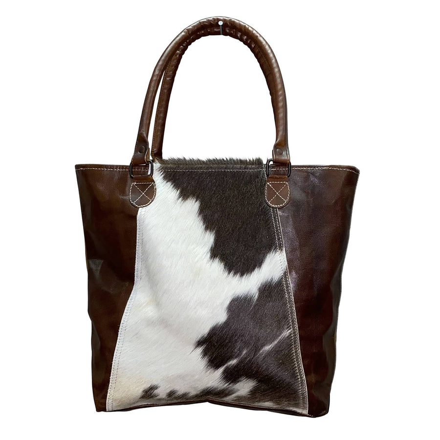 Leather Sides Canvas Hide Tote