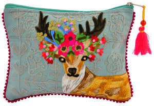 MXPC488MD_BL REINDEER WITH EMBROIDERYPOUCH7.5X10"
