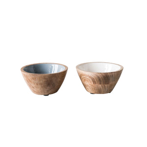 Enameled Mango Wood Bowls
