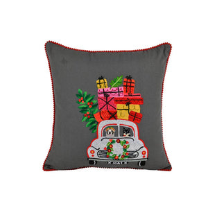 ABCC1602_GYRD - "COMING HOME W/ GIFTS 
CUSHION 18X18"""