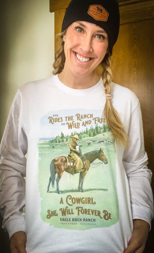 She Rides The Ranch So Wild and Free - Cowgirl Long-sleeve Shirt
